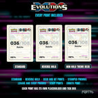 Pokemon Evolutions master set placeholders, every print included, Portal TCG