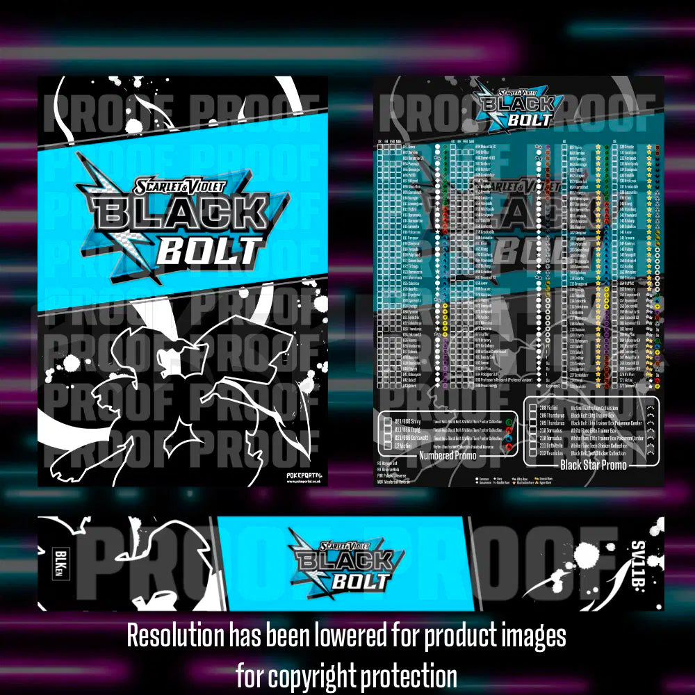 Pokemon Black Bolt English master set checklist vinyl sticker kit by Portal Customs