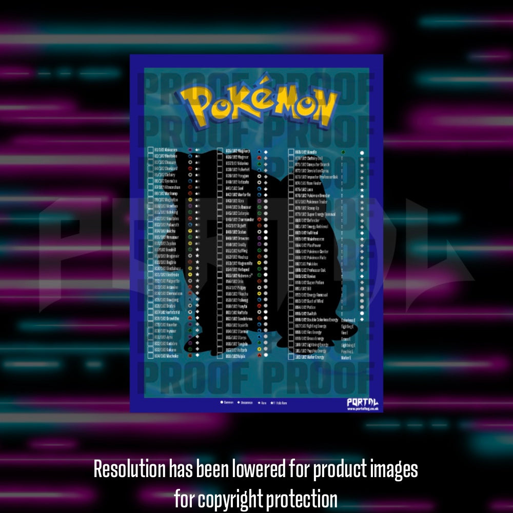 Pokemon Base Set master set checklist vinyl sticker kit, sheet 5, Portal Customs
