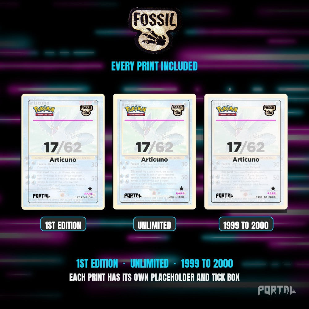 Pokemon Fossil master set placeholders, every print included, Portal TCG