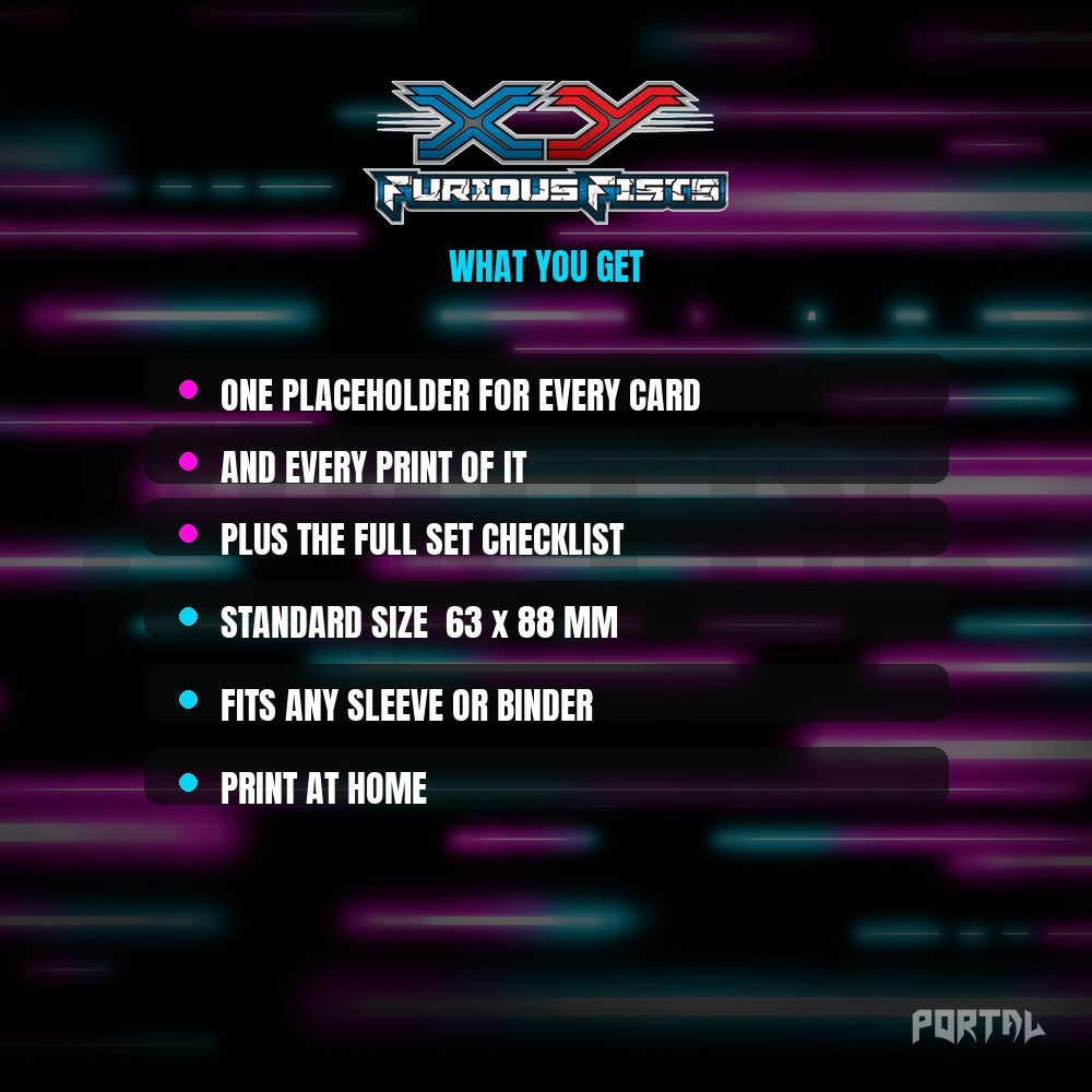 Pokemon Furious Fists master set placeholders, what you get, Portal TCG