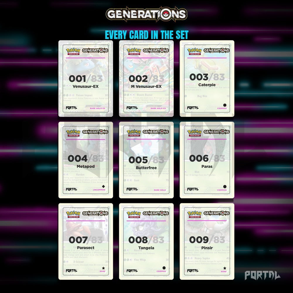 Pokemon Generations master set placeholders, binder page, Portal TCG