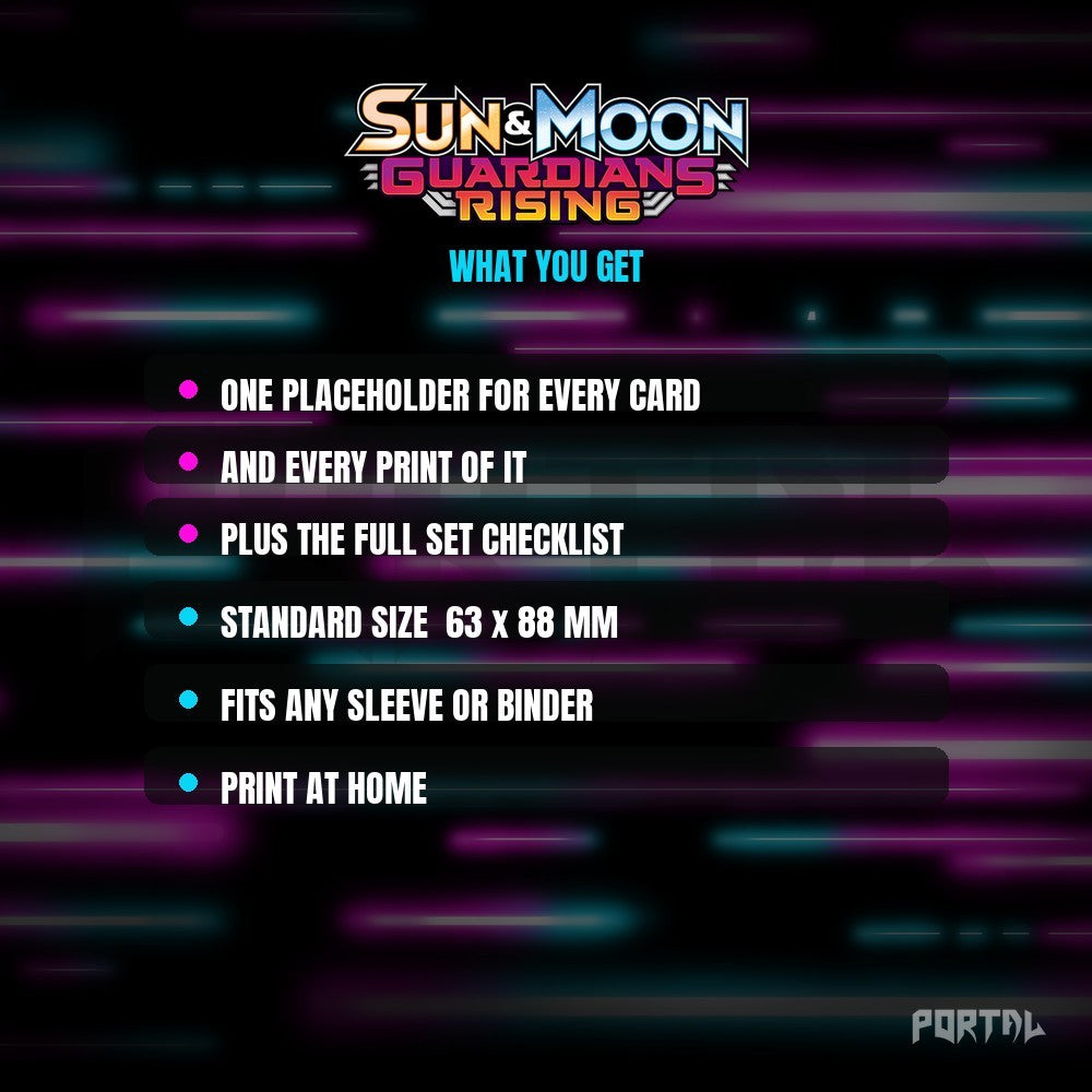 Pokemon Guardians Rising master set placeholders, what you get, Portal TCG