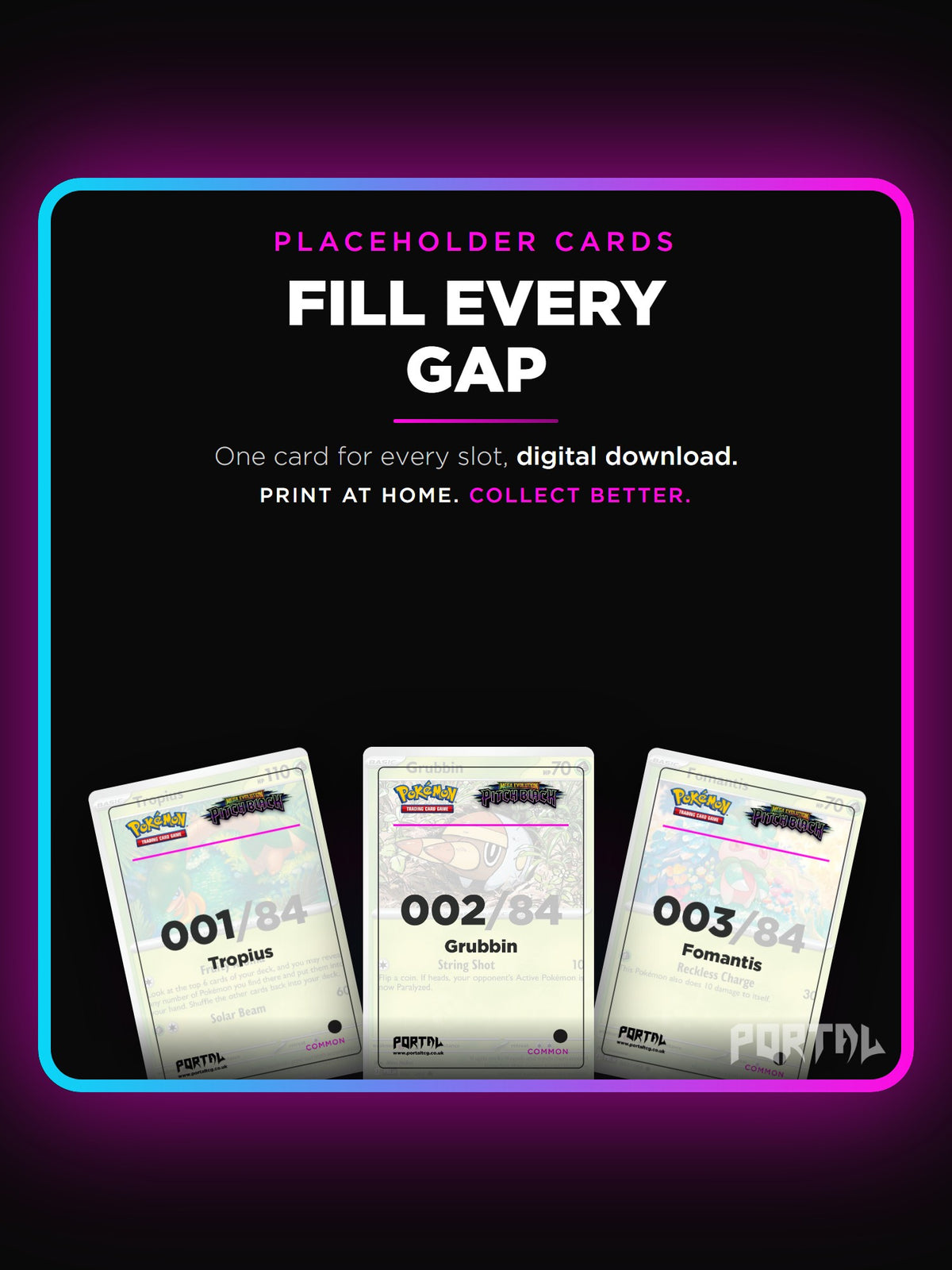 Master set placeholder cards, digital download, Portal TCG
