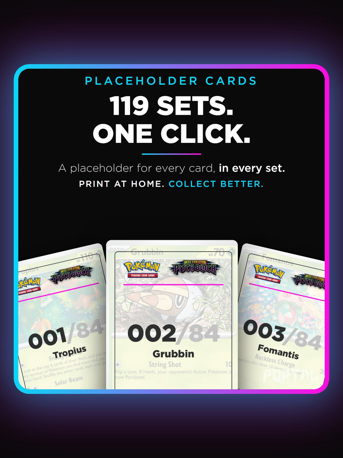 Master set placeholder cards for 119 sets, instant download, Portal TCG