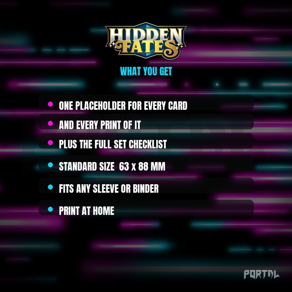 Pokemon Hidden Fates master set placeholders, what you get, Portal TCG