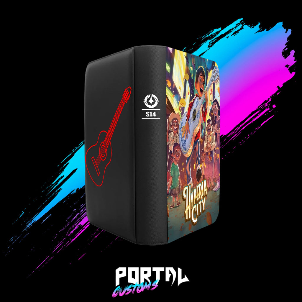 Miguel, Hyperia City Premium Printed Binder, angled, Portal TCG