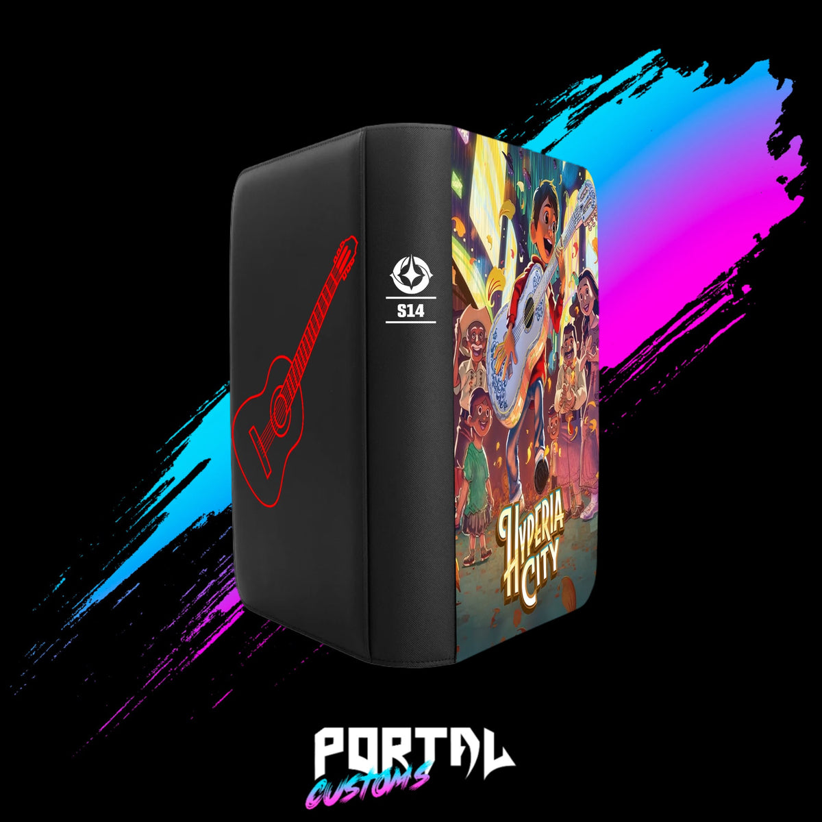 Miguel, Hyperia City Premium Printed Binder, angled, Portal TCG