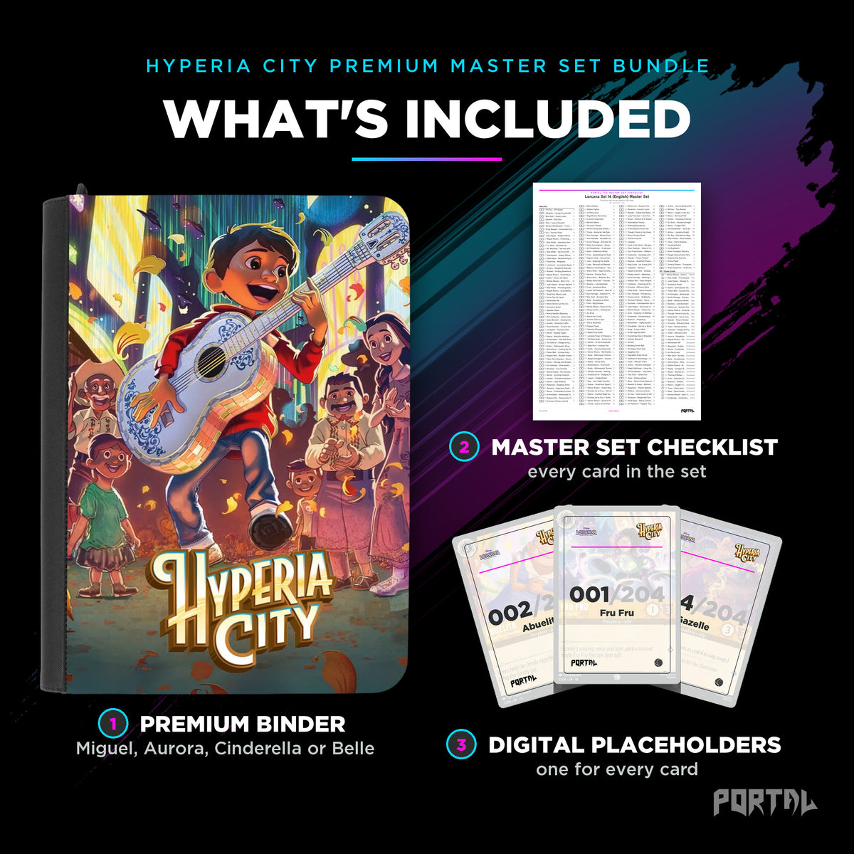 Hyperia City Premium Master Set Bundle, whats included, Portal TCG