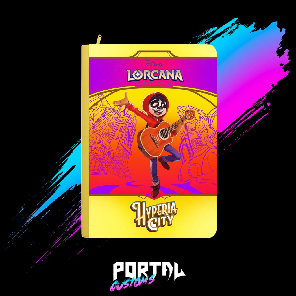 Disney Lorcana Hyperia City standard printed binder, front cover, Portal TCG