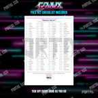 The free Inferno X master set checklist included with the placeholders