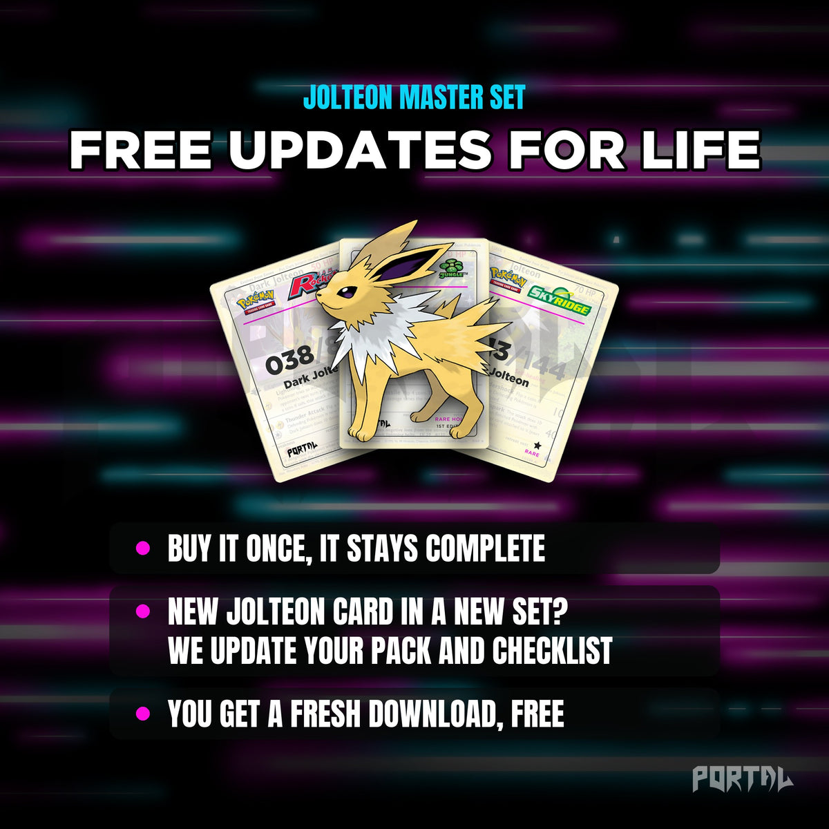 Jolteon placeholders: free updates for life