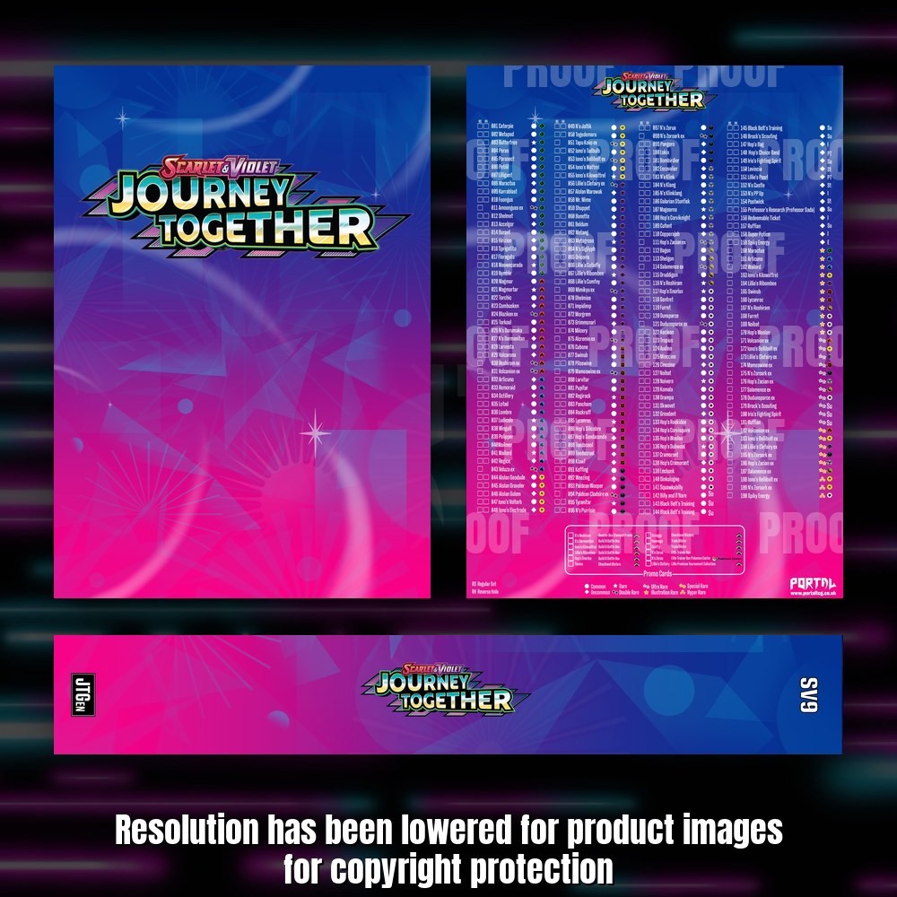 Pokemon Journey Together master set checklist kit, full kit with cover, spine and checklist, Portal TCG