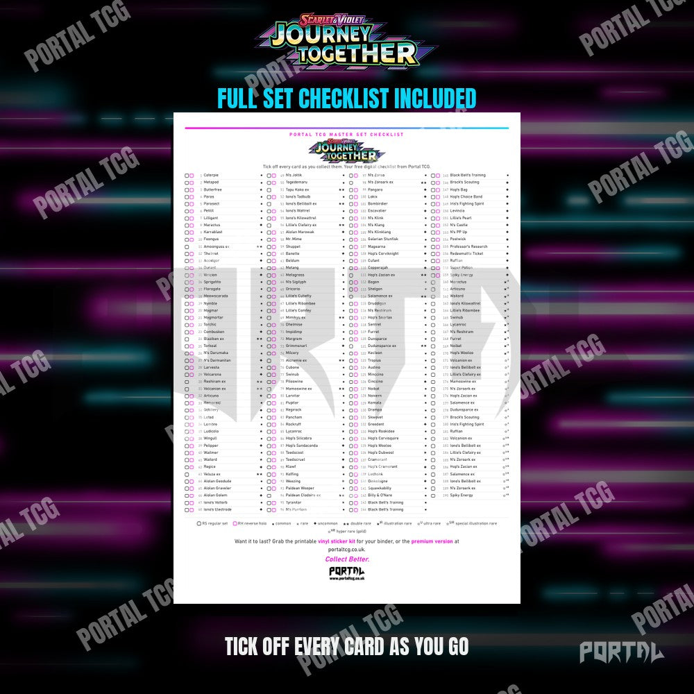 The free Journey Together master set checklist included with the placeholders