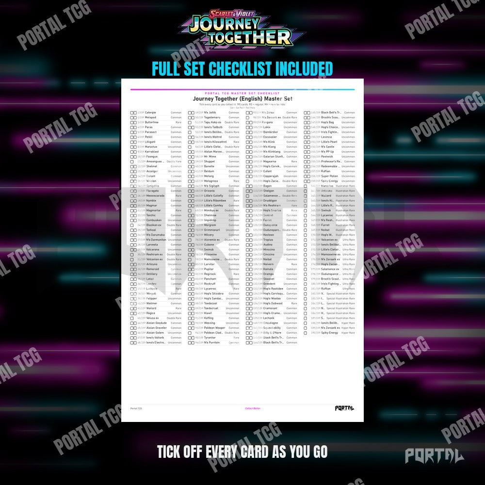 Journey Together master set placeholders, checklist included, Portal TCG