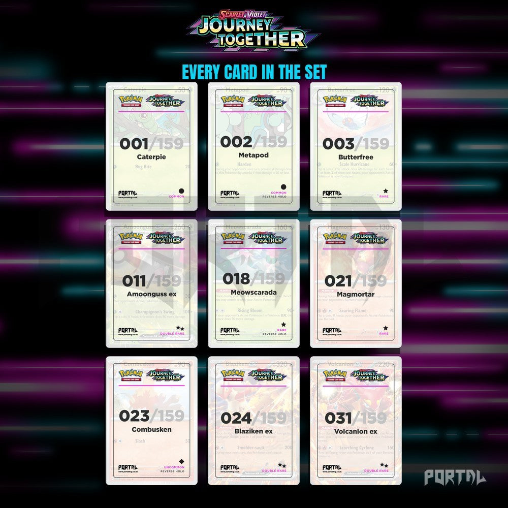 Journey Together master set placeholders, binder page, Portal TCG