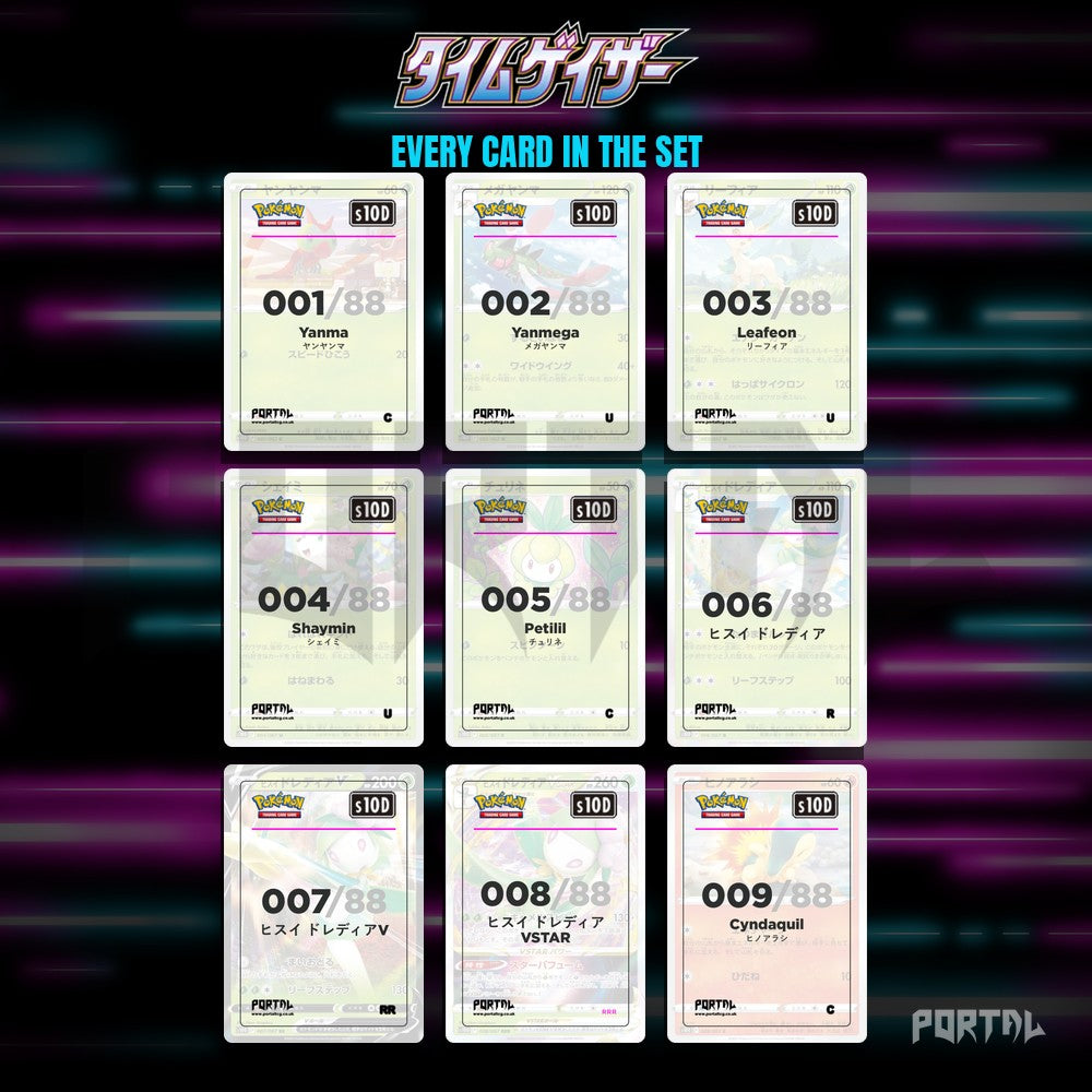 Time Gazer placeholder cards laid out in a nine pocket binder page