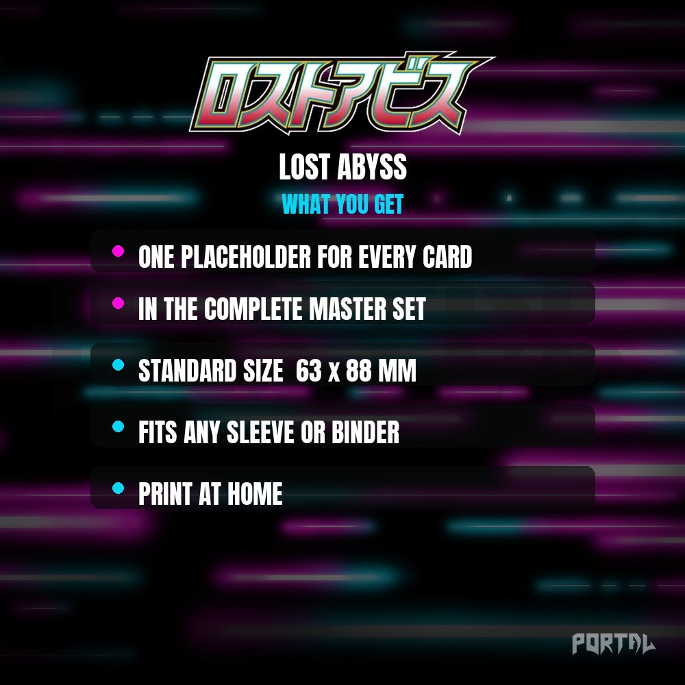 Lost Abyss master set placeholder cards, what is included