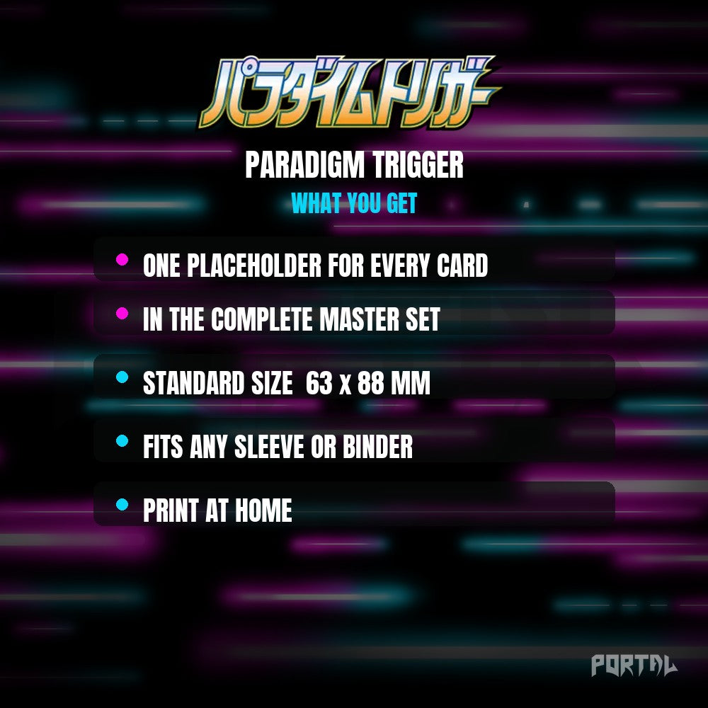 Paradigm Trigger master set placeholder cards, what is included