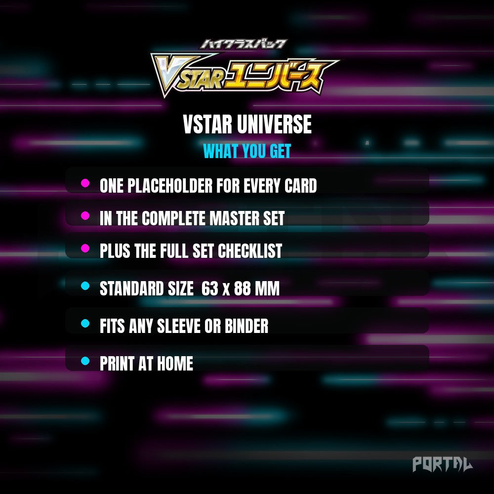 VSTAR Universe Japanese master set placeholders, digital download, what you get