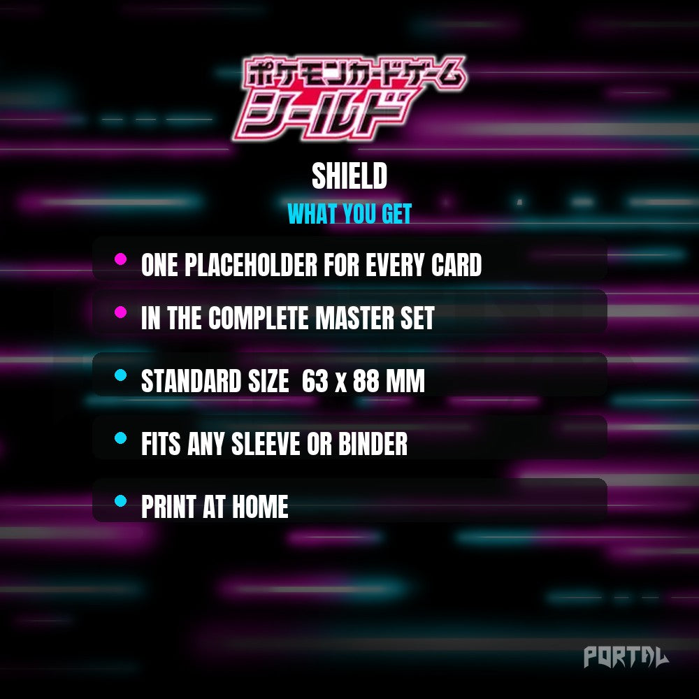 Shield master set placeholder cards, what is included