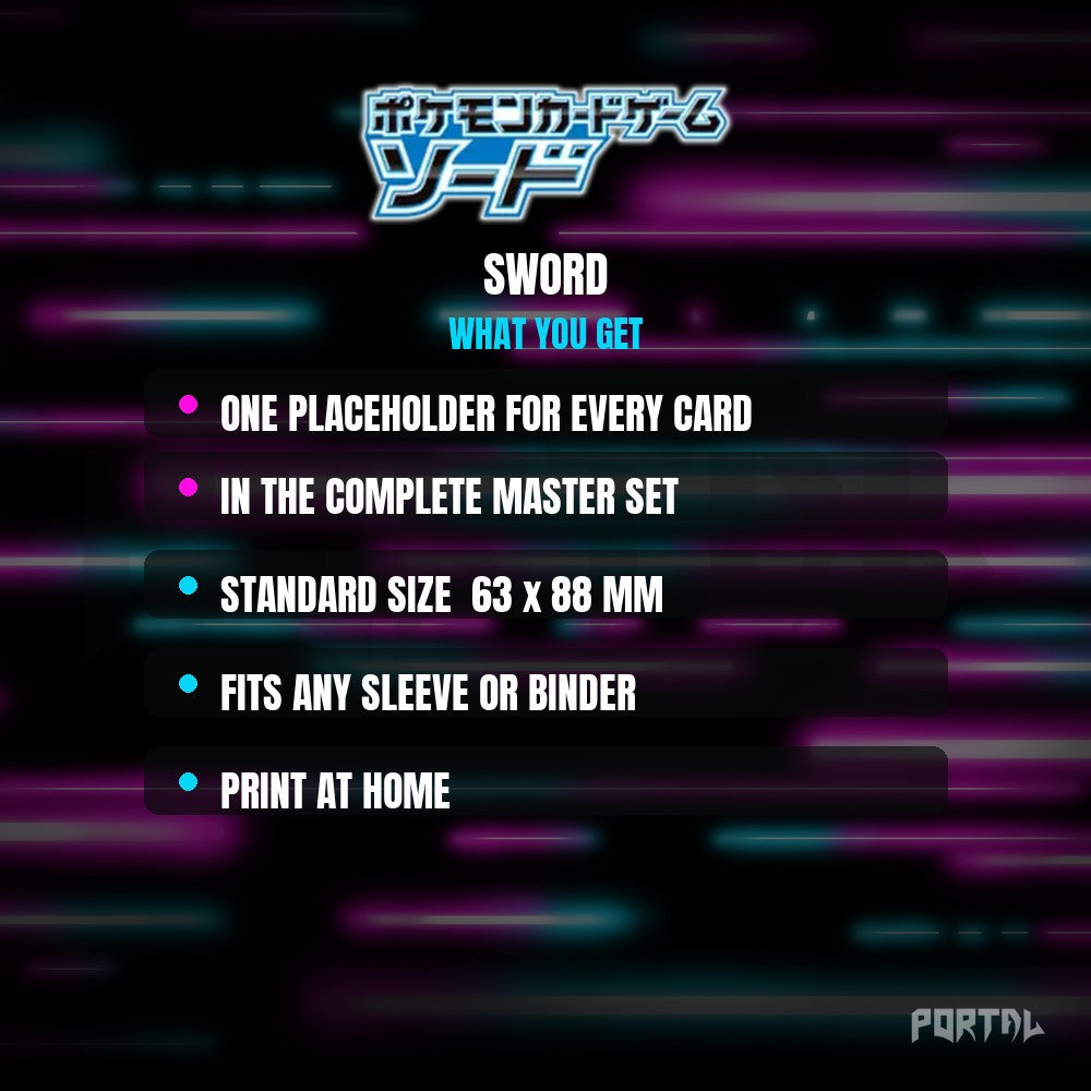 Sword master set placeholder cards, what is included