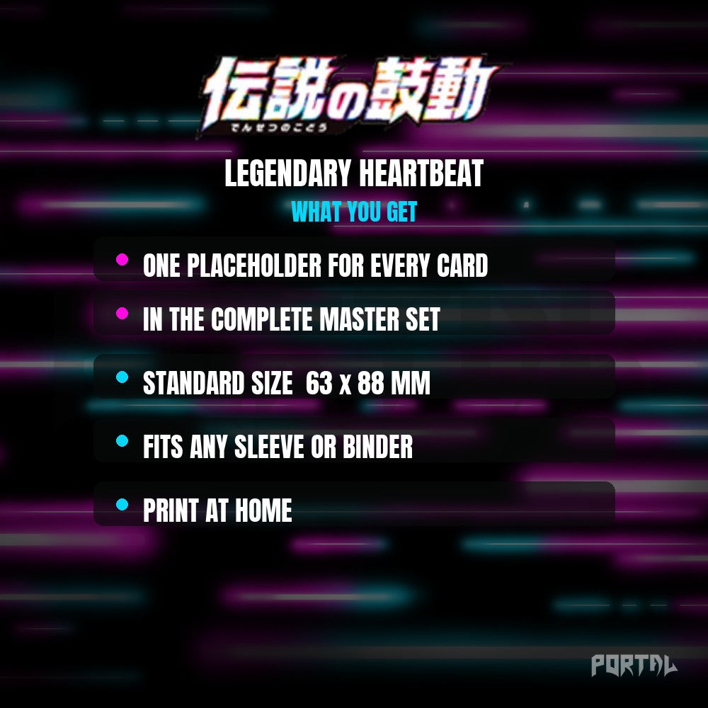 Legendary Heartbeat master set placeholder cards, what is included