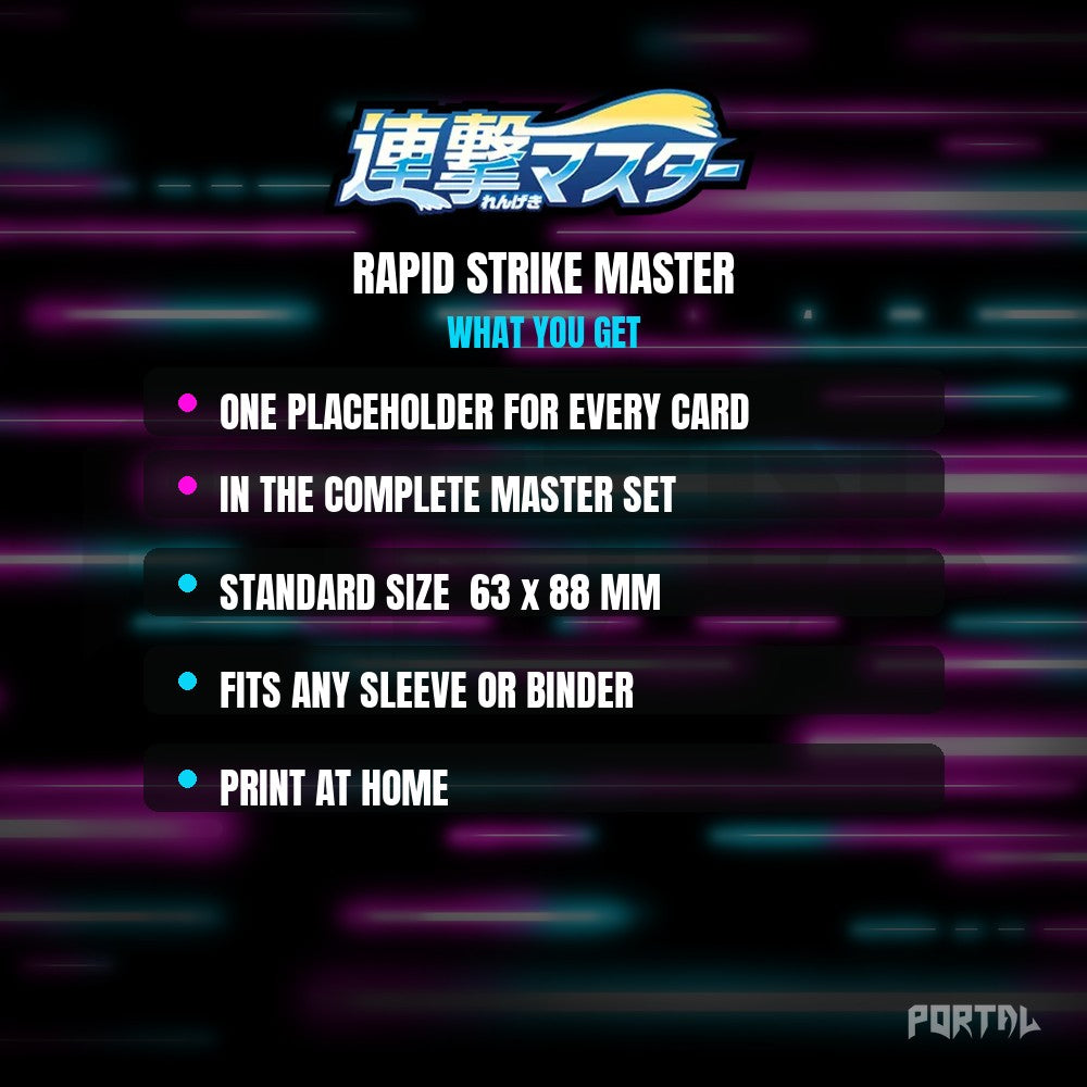 Rapid Strike Master master set placeholder cards, what is included