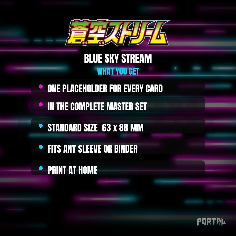 Blue Sky Stream master set placeholder cards, what is included