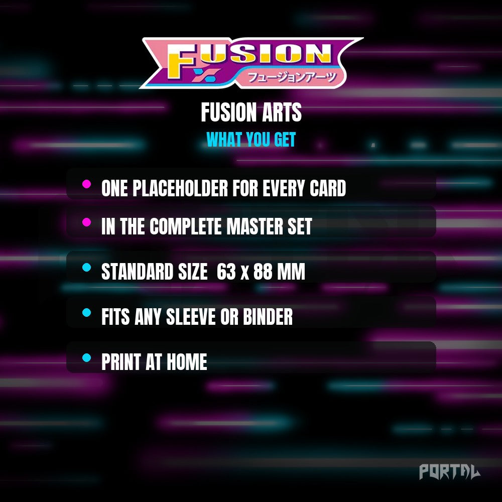 Fusion Arts master set placeholder cards, what is included