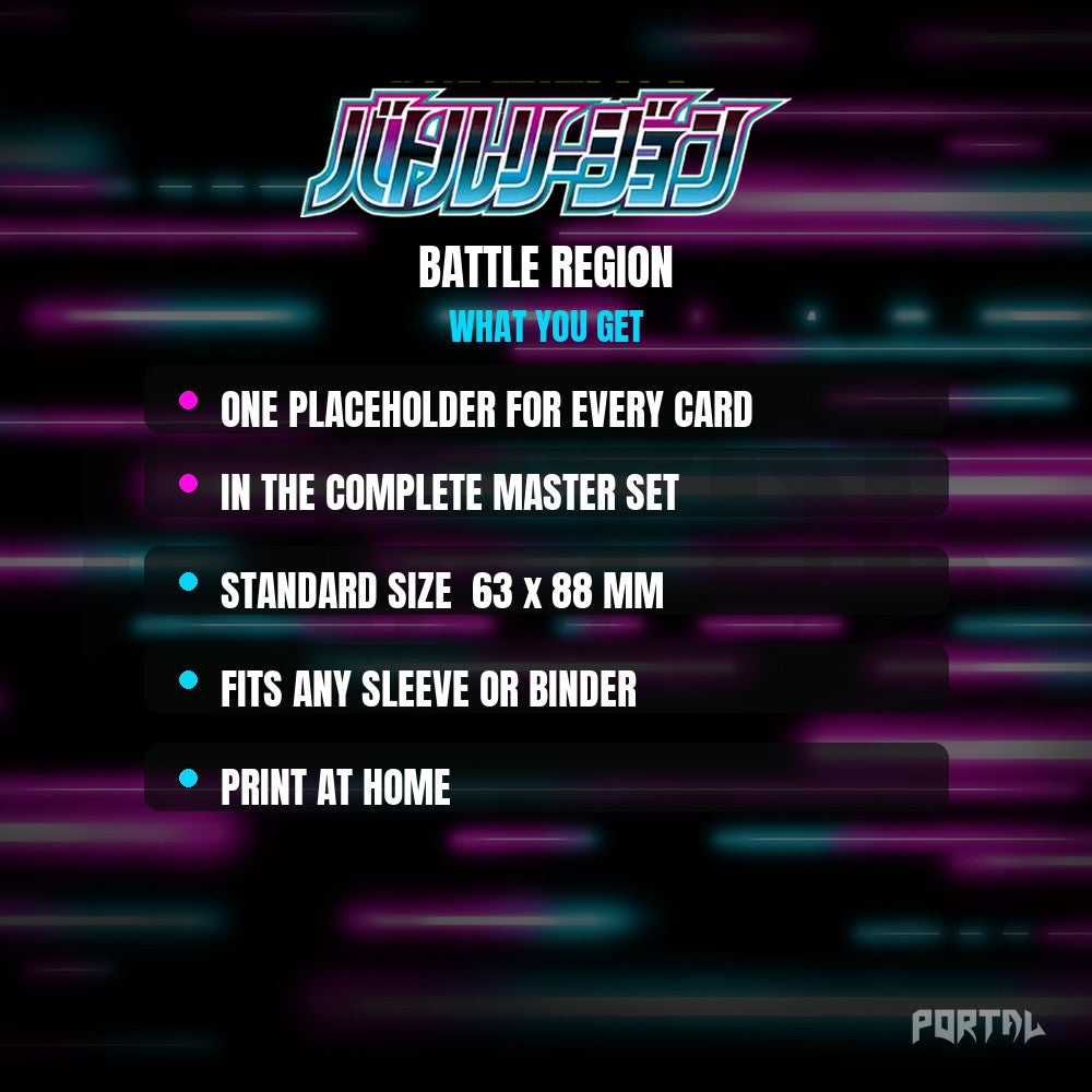 Battle Region master set placeholder cards, what is included