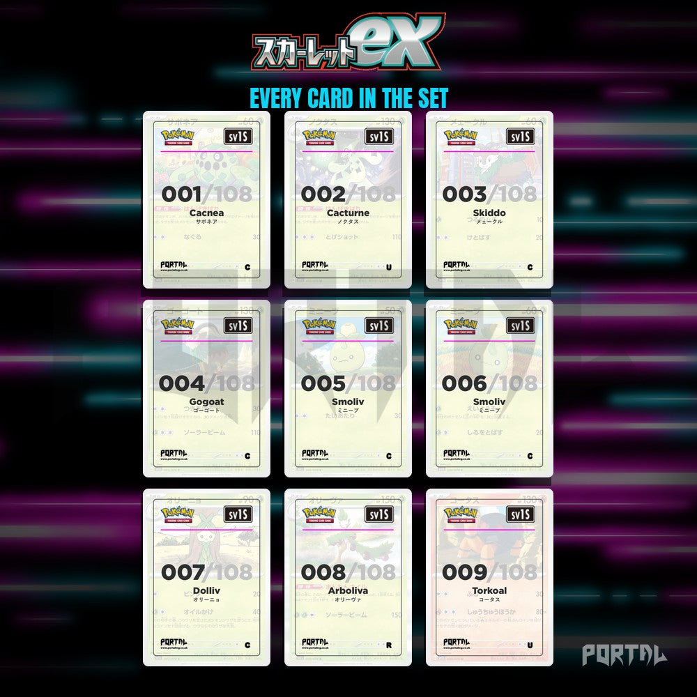 Scarlet ex placeholder cards laid out in a nine pocket binder page