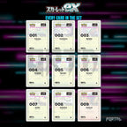 Scarlet ex placeholder cards laid out in a nine pocket binder page