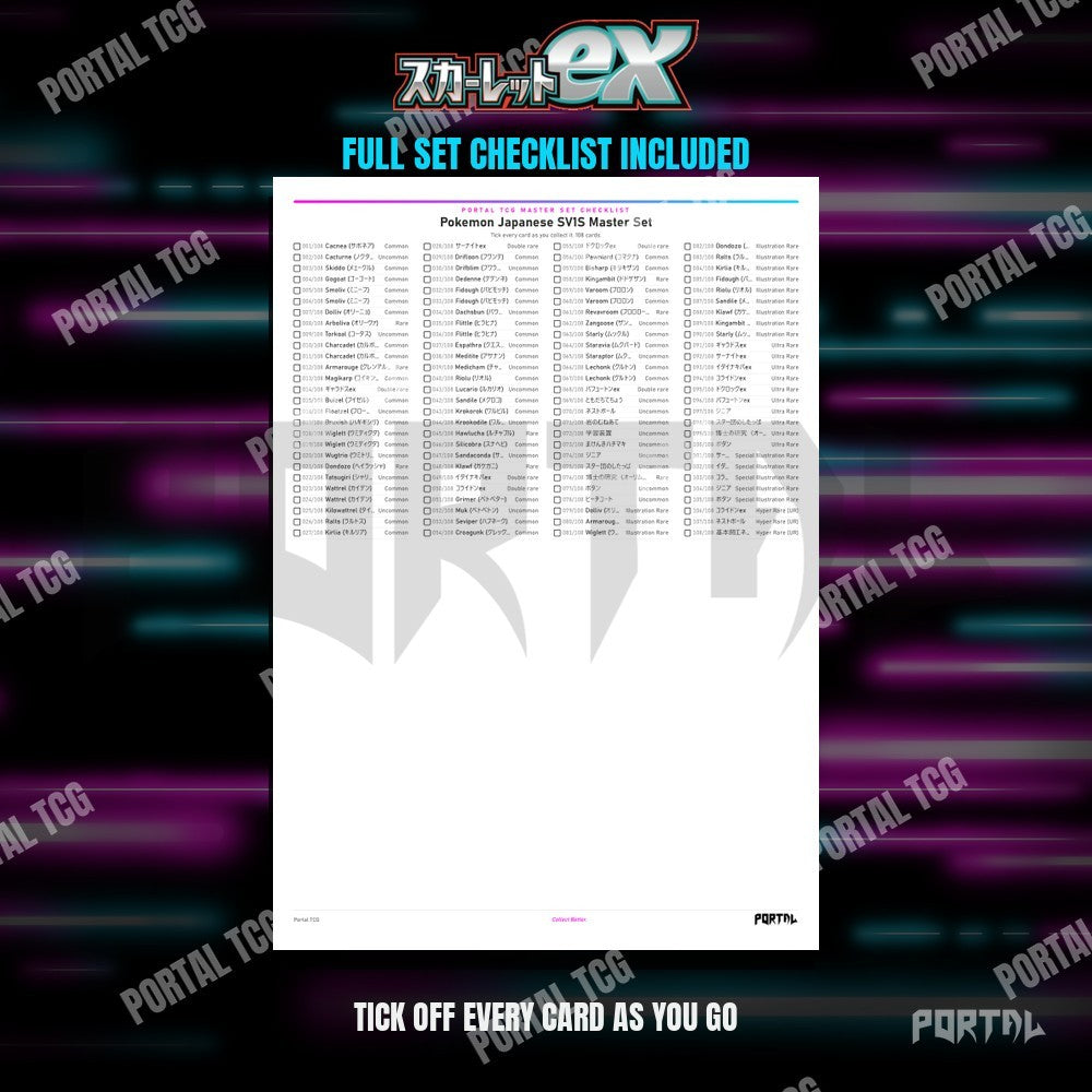 Scarlet ex master set placeholders, checklist included, Portal TCG