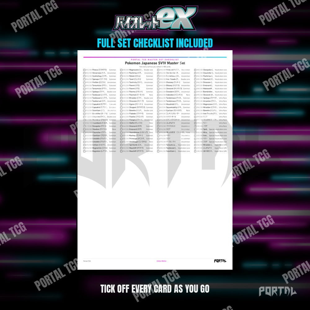 Violet ex master set placeholders, checklist included, Portal TCG