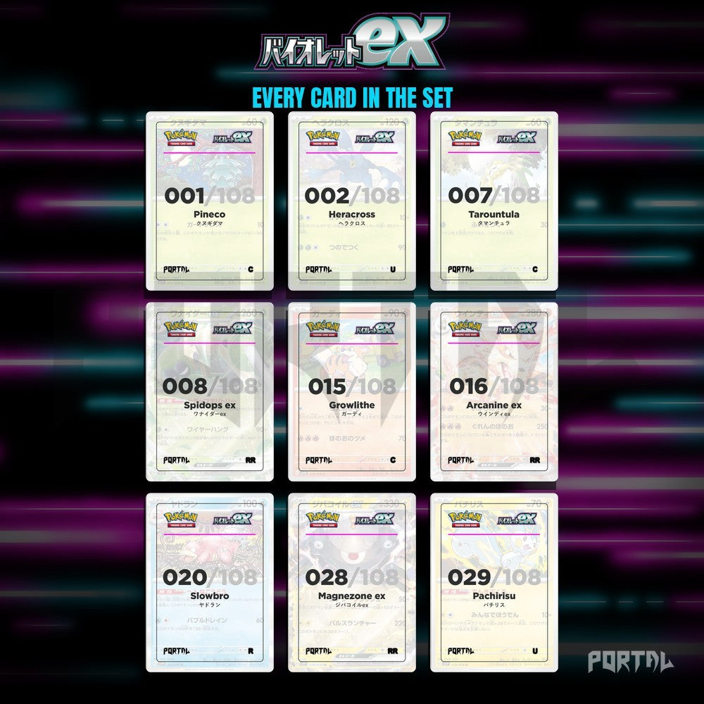 Violet ex master set placeholders, binder page, Portal TCG
