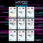 Raging Surf placeholder cards laid out in a nine pocket binder page