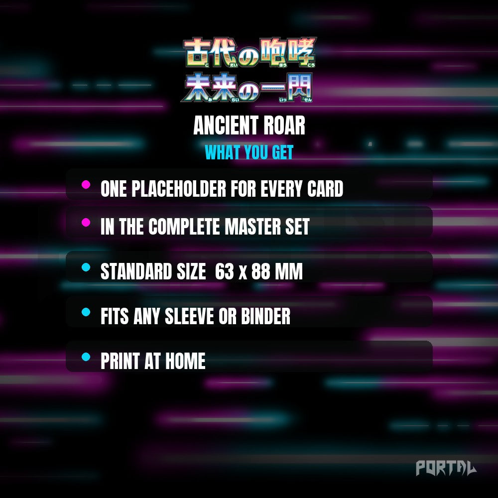 Ancient Roar master set placeholder cards, what is included