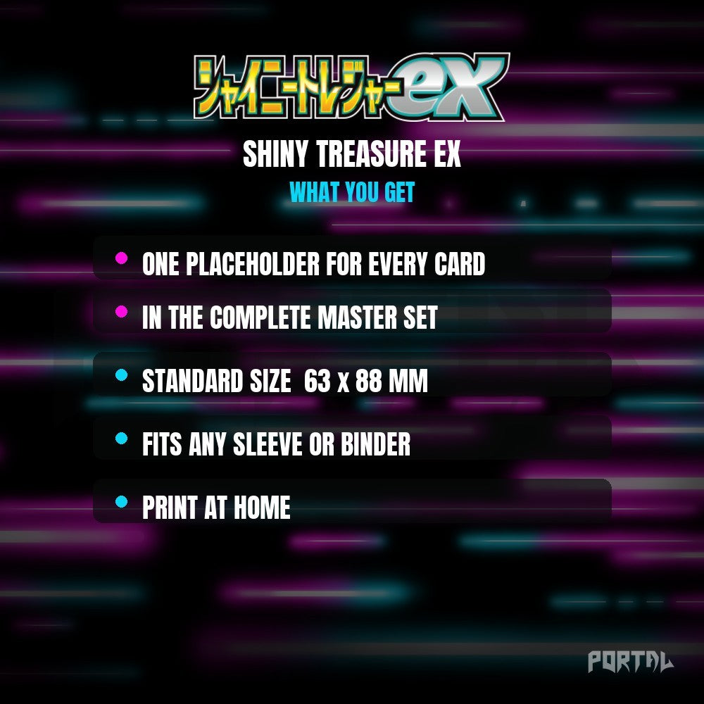 Shiny Treasure ex master set placeholders, what you get, Portal TCG