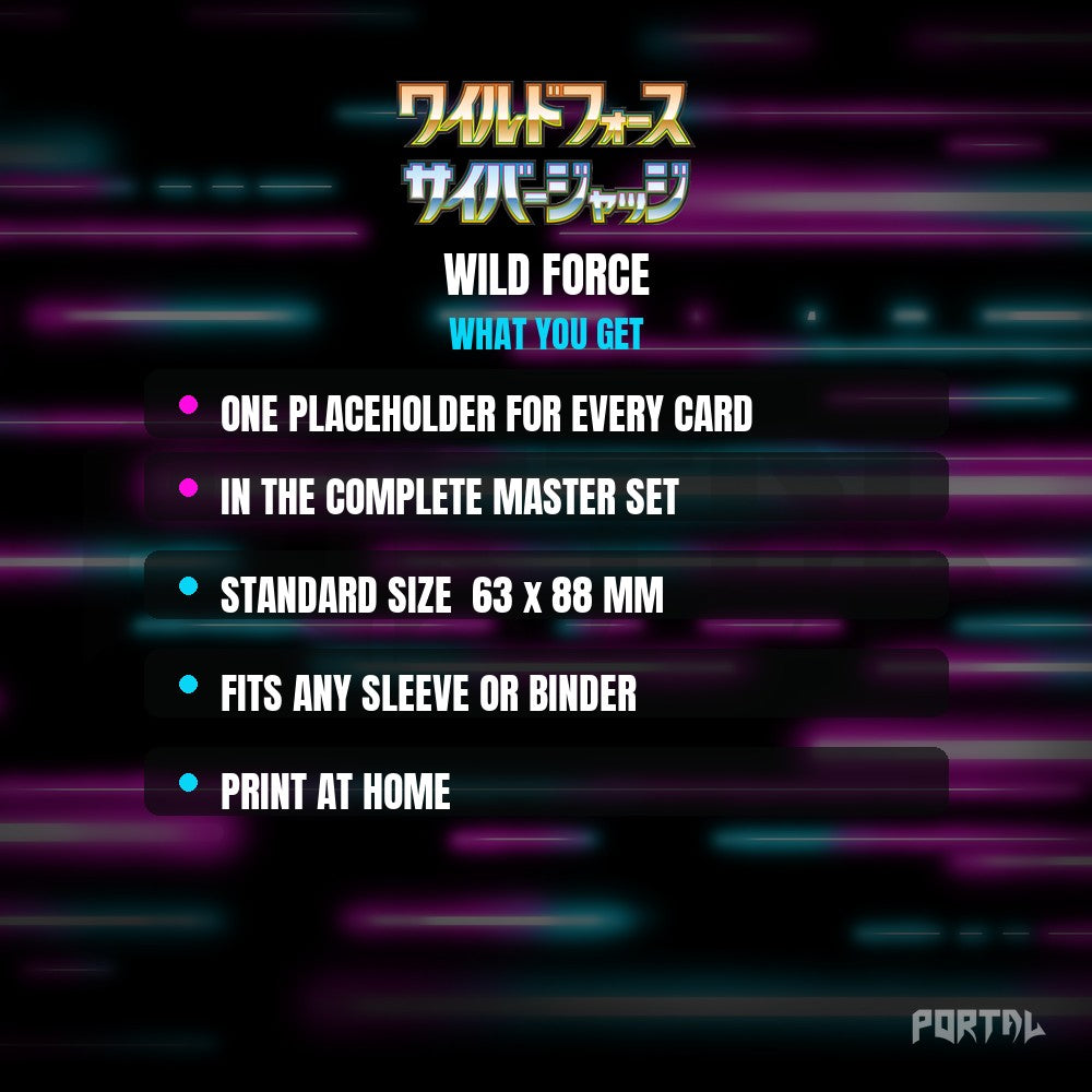 Wild Force master set placeholder cards, what is included