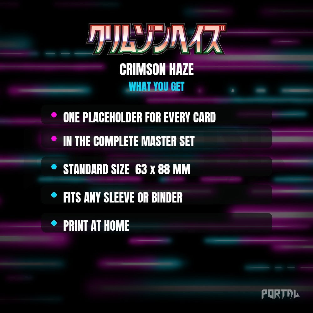 Crimson Haze master set placeholders, what you get, Portal TCG