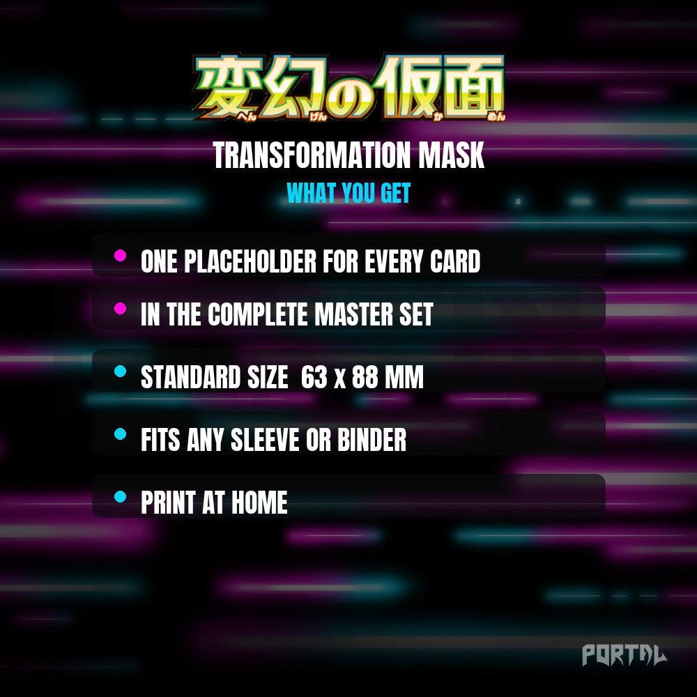 Transformation Mask master set placeholder cards, what is included