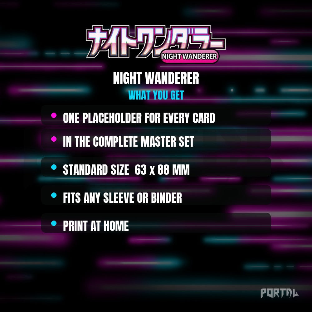 Night Wanderer master set placeholder cards, what is included