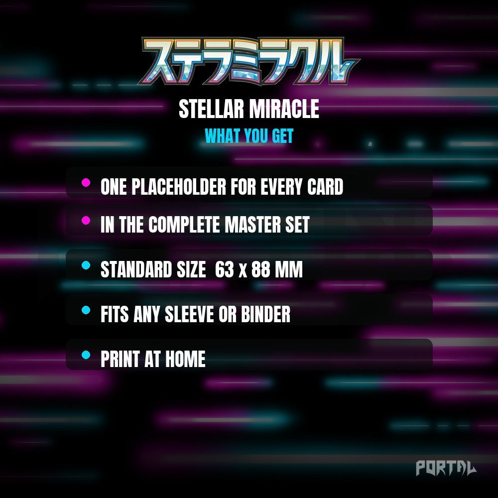 Stellar Miracle master set placeholders, what you get, Portal TCG