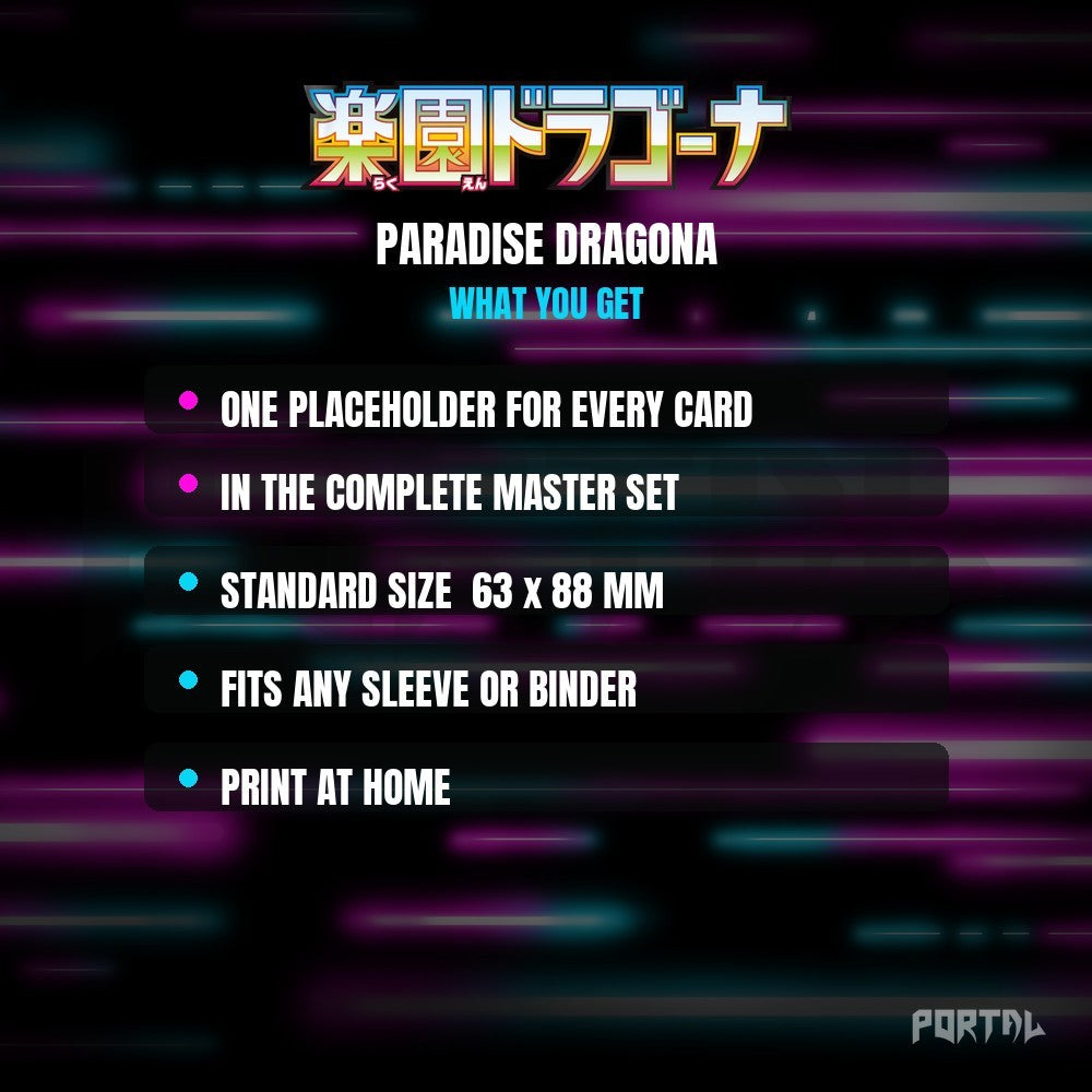 Paradise Dragona master set placeholders, what you get, Portal TCG