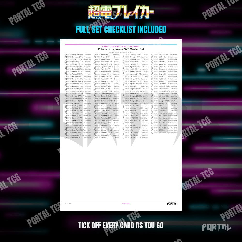 Super Electric Breaker master set placeholders, checklist included, Portal TCG