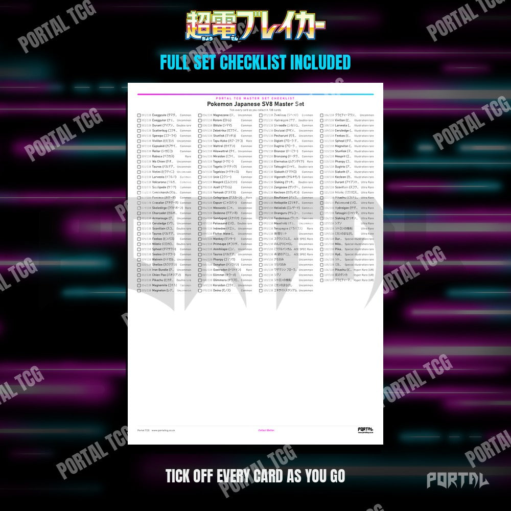 Super Electric Breaker master set placeholders, checklist included, Portal TCG