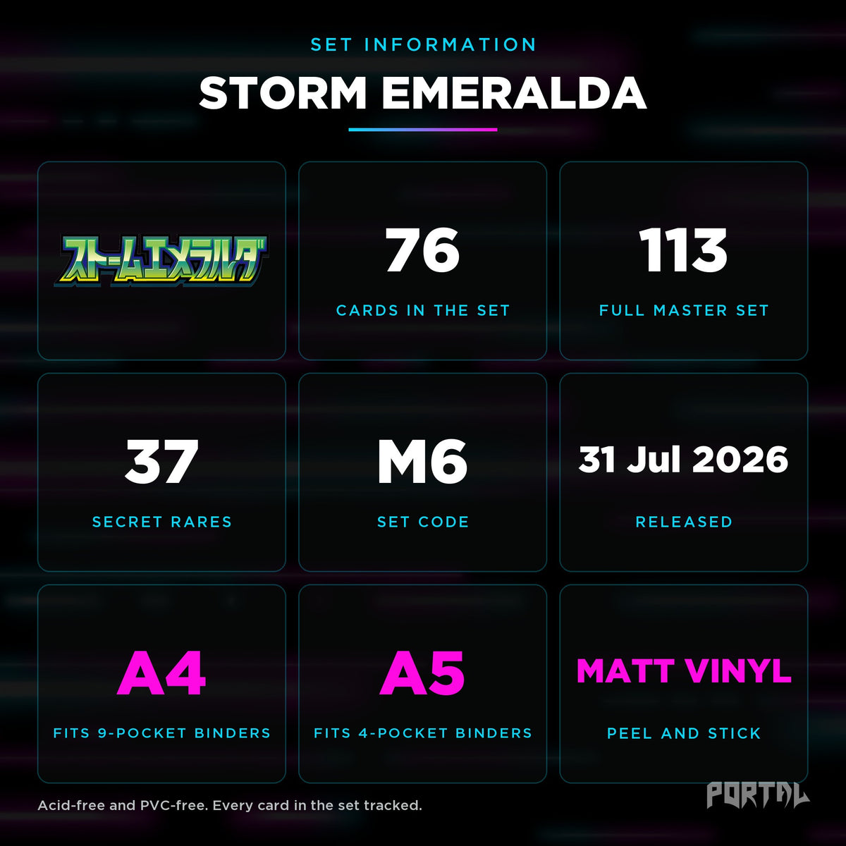 Pokemon Storm Emeralda Japanese master set checklist vinyl sticker kit, set information, Portal TCG