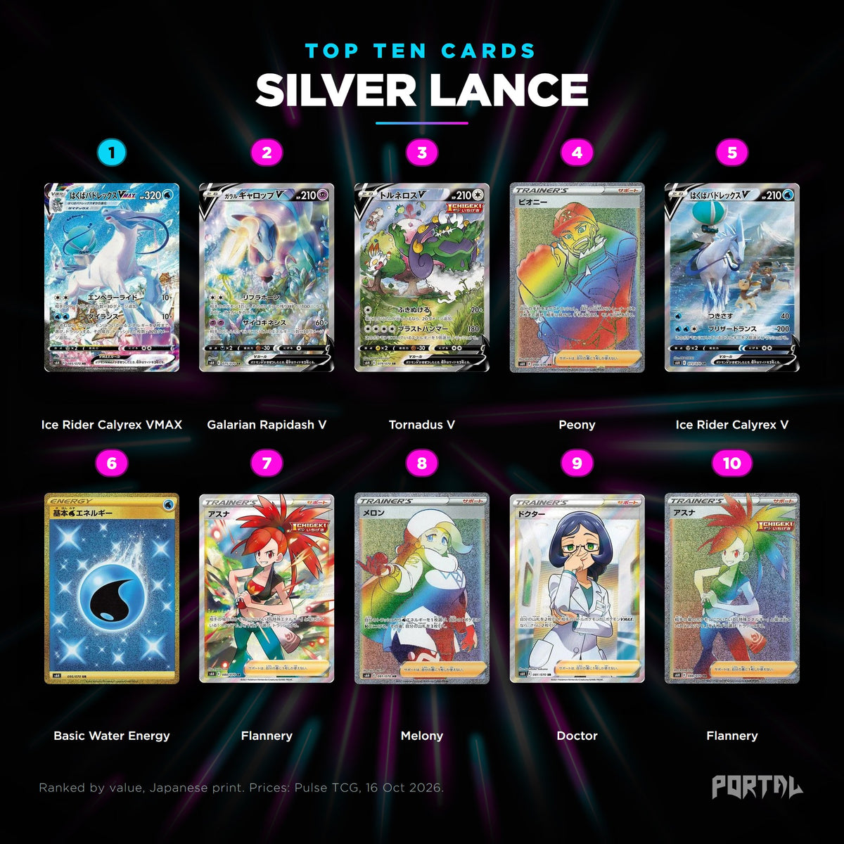 Japanese Pokemon Silver Lance top ten cards, Portal TCG