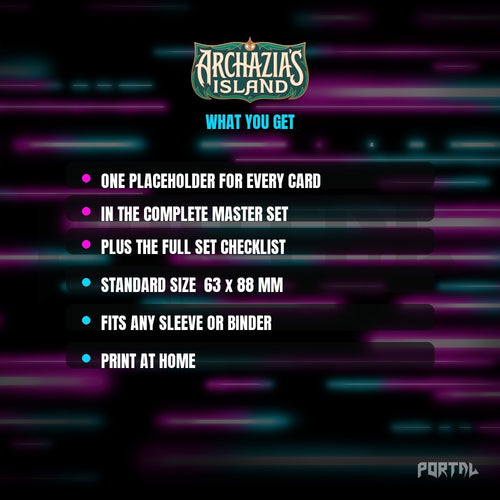 Disney Lorcana Archazia's Island master set placeholders, what you get in the download, Portal TCG